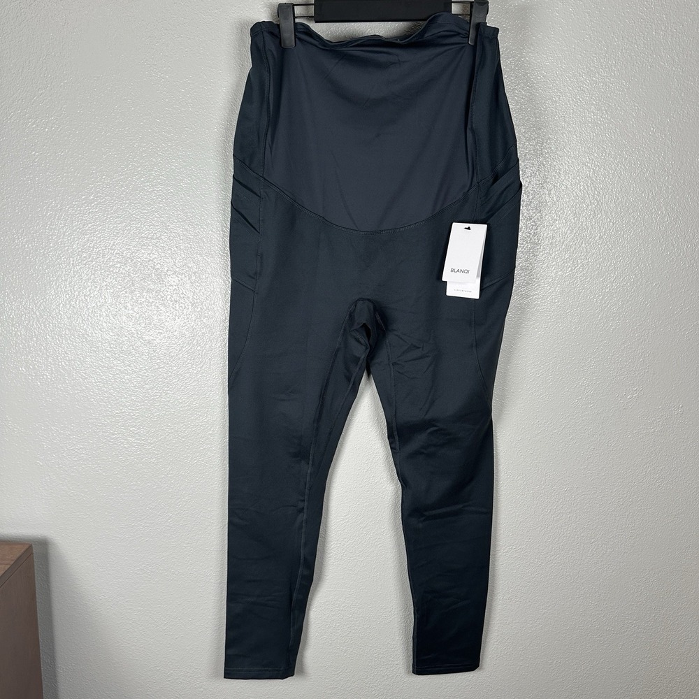 NEW BLANQI Womens XL Maternity Everyday Belly Support Pocket Leggings‎ India Ink